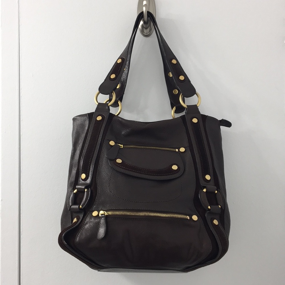 Hype Brown Leather Shoulder Bag